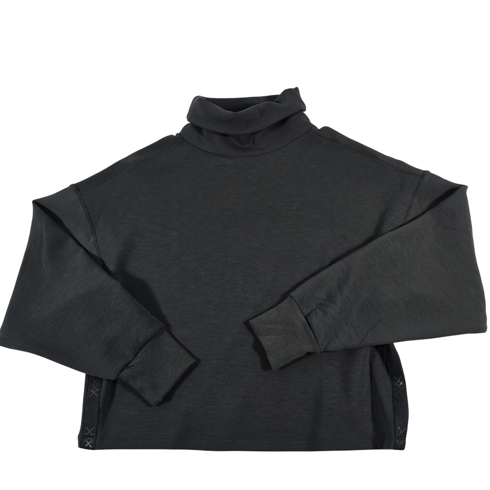 Rhone Womens Black Oversized Turtleneck Sweatshirt Side Slit Size Small 12349